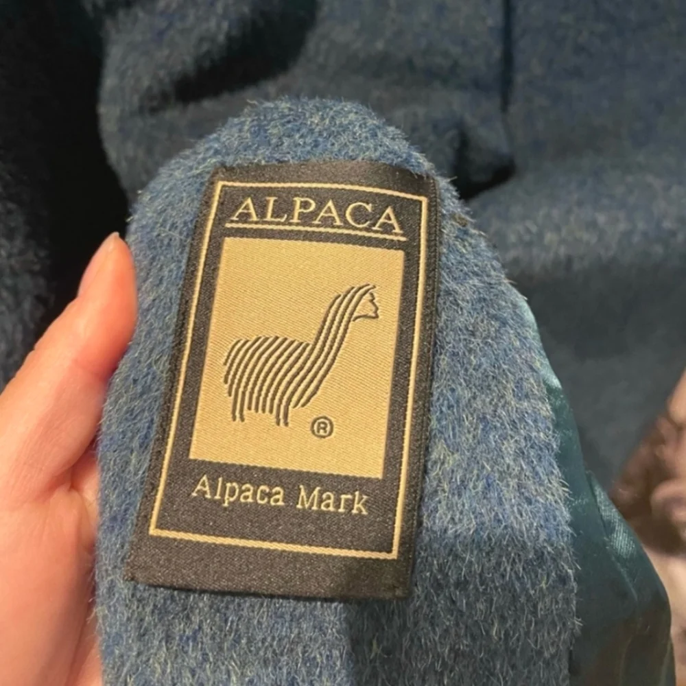 Vintage Teal Blue Alpaca Peacoat - Picture 3 of 3